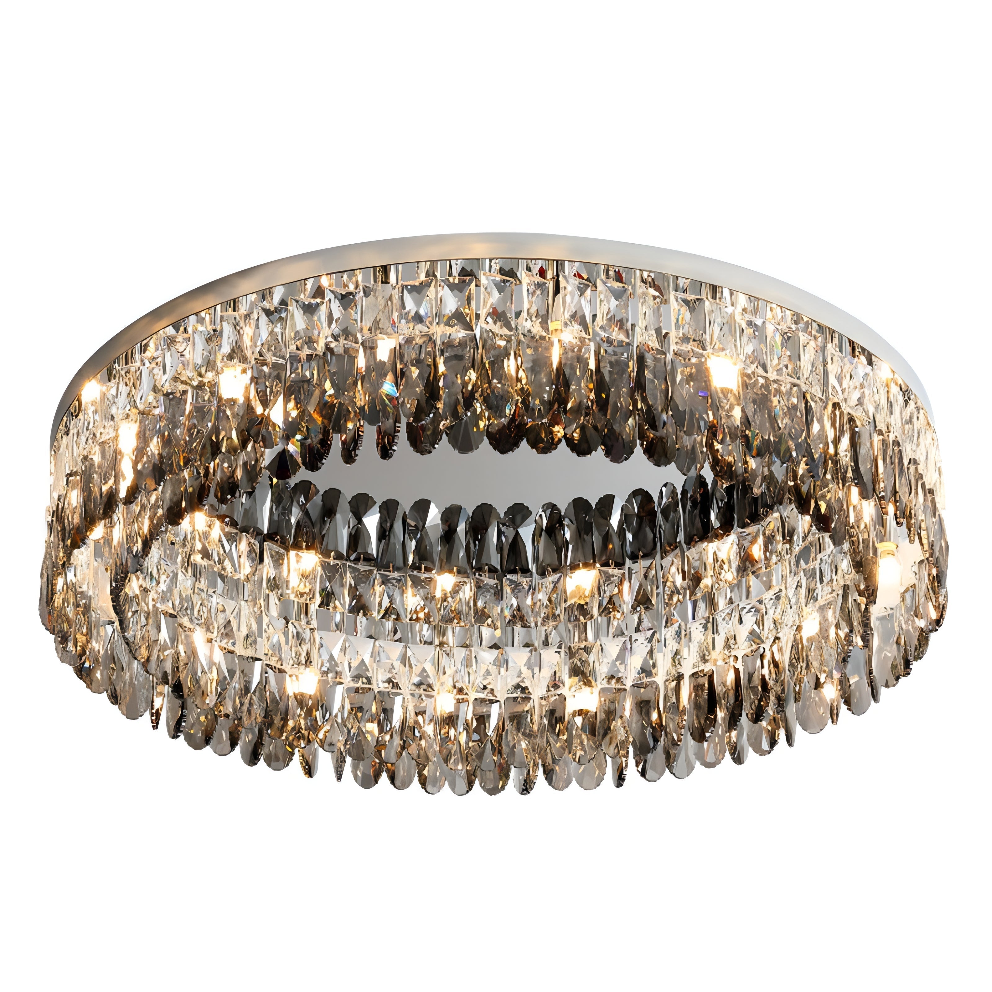Ander - Silver Round Coloured Hanging Glass Recessed Ceiling Light Chandelier