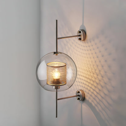 Davina - Metal Mesh Caged Glass Modern/Industrial Wall Light