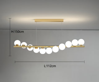 Aleena - Gold Curved Multi Round Glass Line Hanging Ceiling Light Chandelier