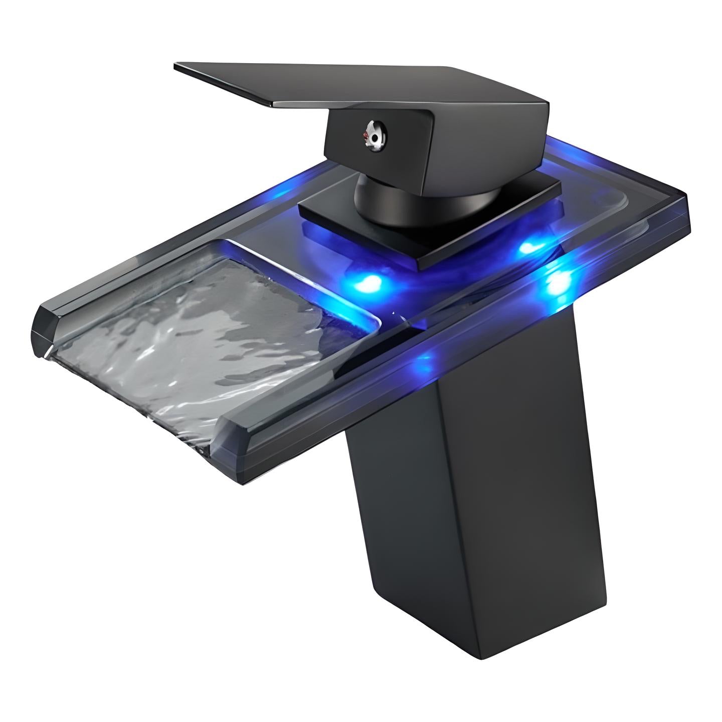 Tobias - Blue Modern LED Hot/Cold Waterfall Basin Tap