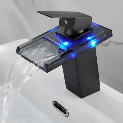 Tobias - Blue Modern LED Hot/Cold Waterfall Basin Tap