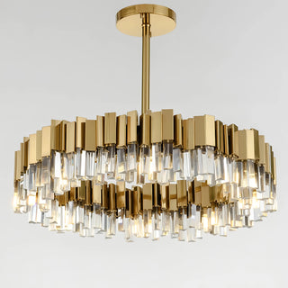 Aileen - Modern Gold Stainless Steel Crystal Round Chandelier