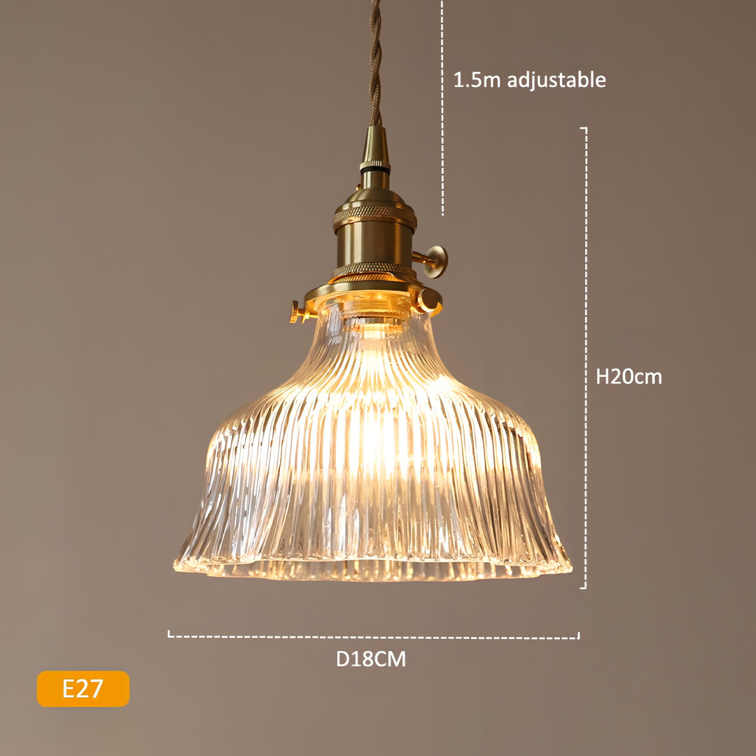 Misael - Coloured Patterned Glass Hanging Pendant Ceiling Light