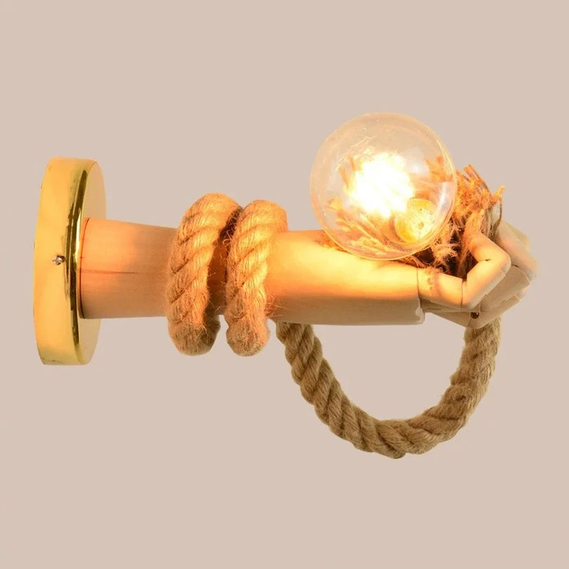 Iride - Abstract Gold Hand Hemp Rope Wall Light