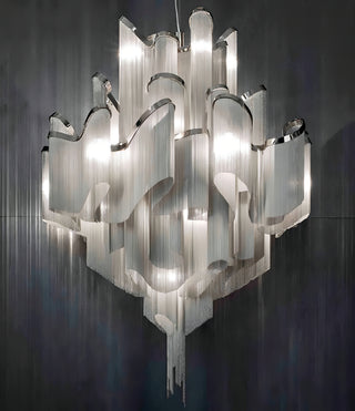 Amaya - Modern Round Tiered Tassel Chain Ceiling Light Chandelier