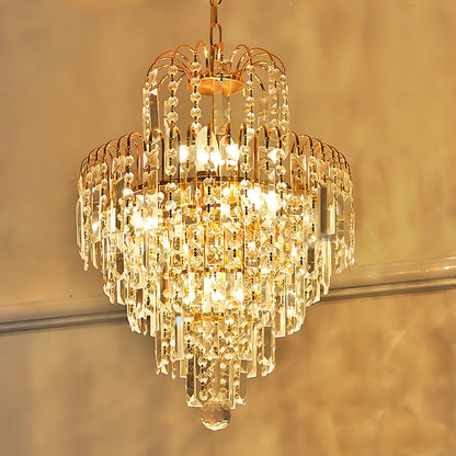 Gustavo - Crystal Shaped Glass Multi-Tier Round Ceiling Light Chandelier