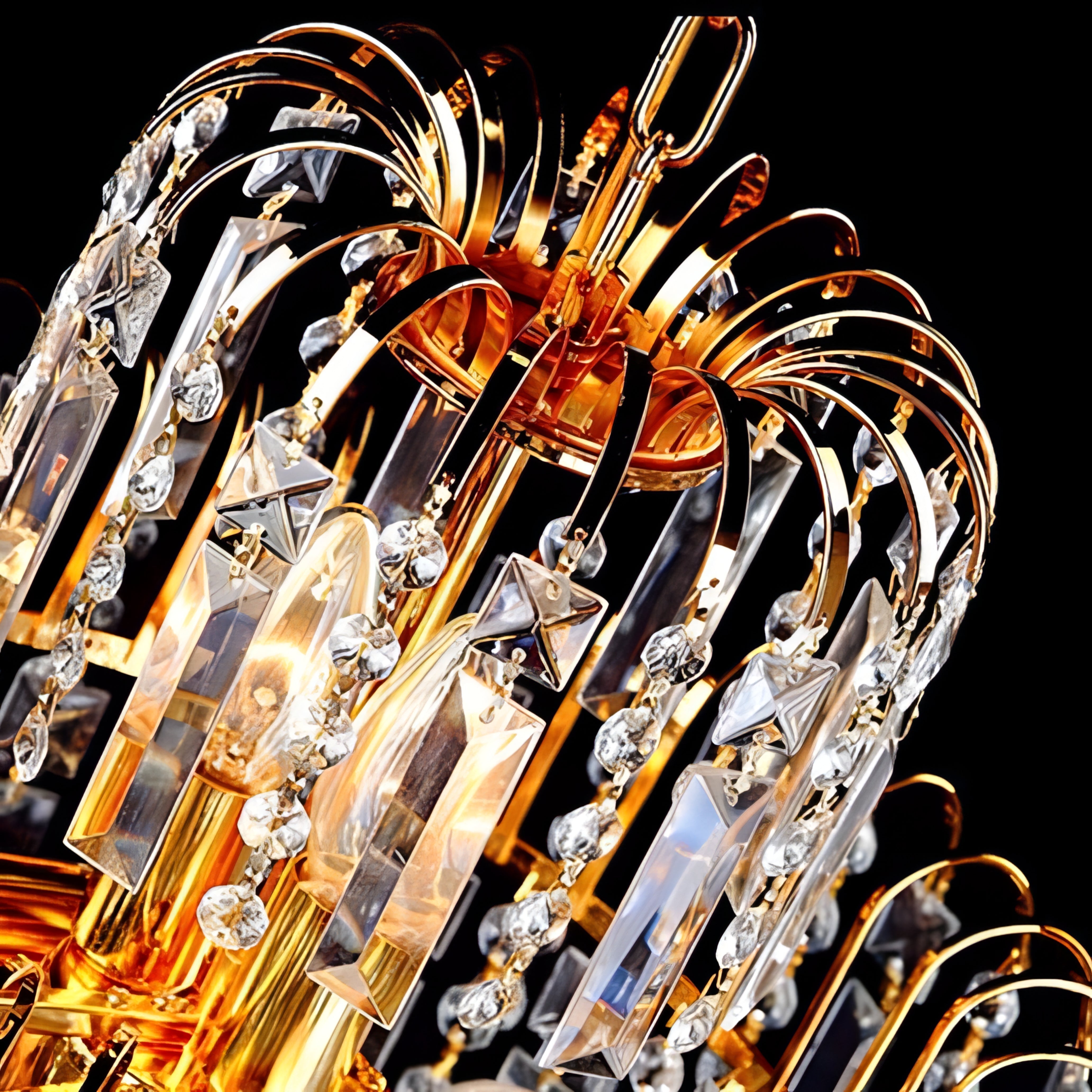 Gustavo - Crystal Shaped Glass Multi-Tier Round Ceiling Light Chandelier