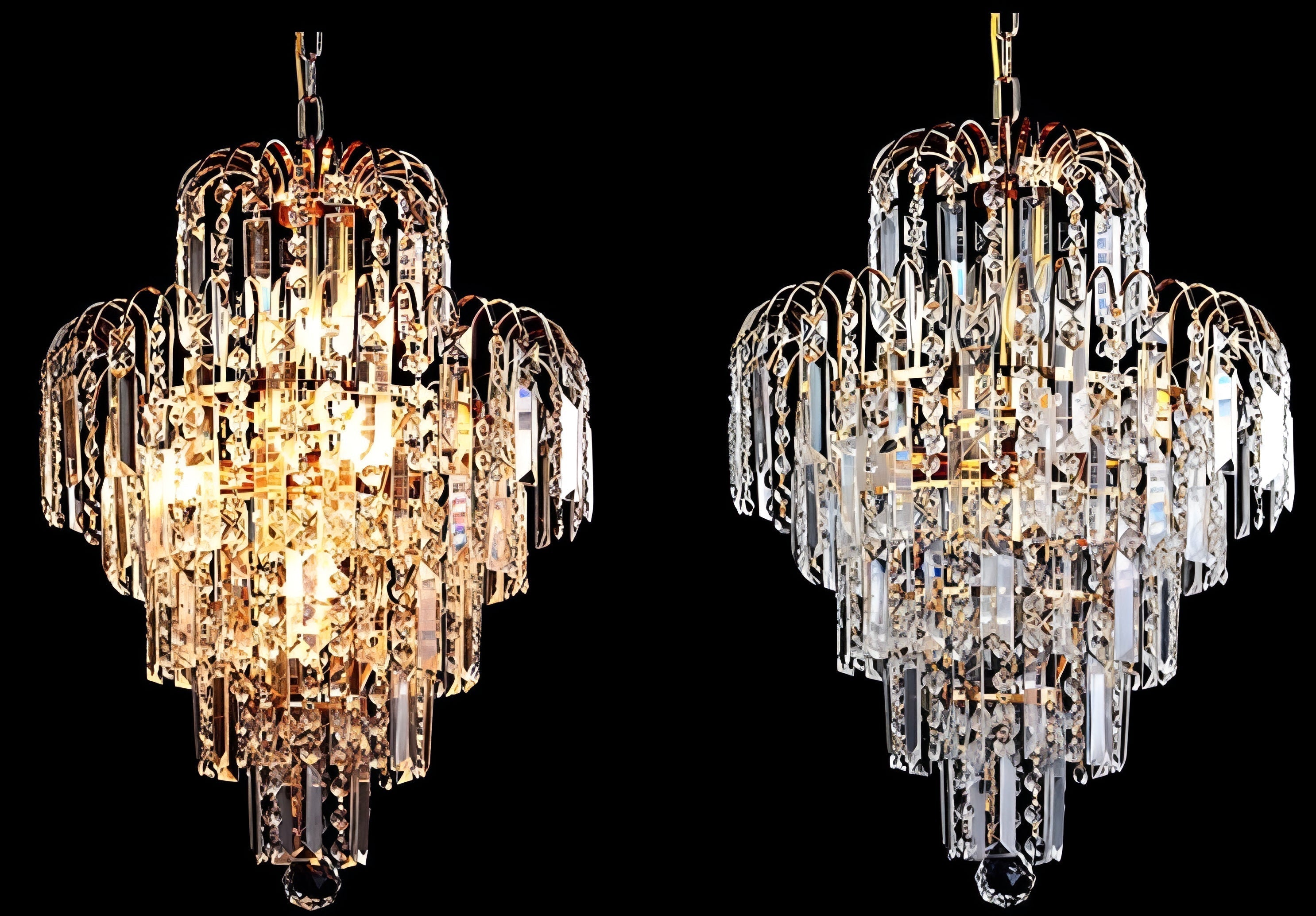 Gustavo - Crystal Shaped Glass Multi-Tier Round Ceiling Light Chandelier