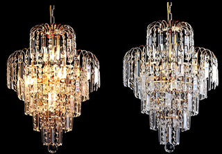 Gustavo - Crystal Shaped Glass Multi-Tier Round Ceiling Light Chandelier