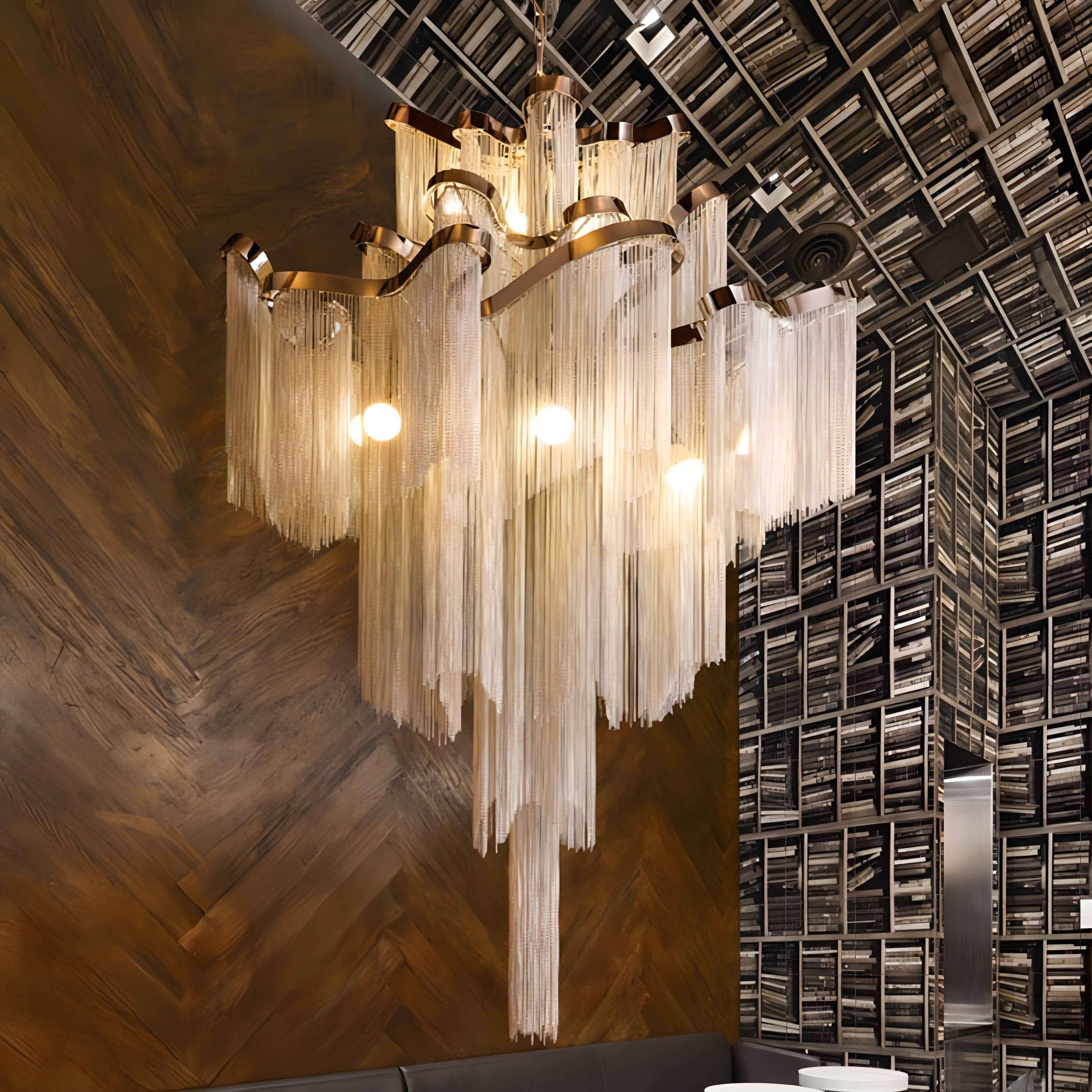 Amaya - Modern Round Tiered Tassel Chain Ceiling Light Chandelier