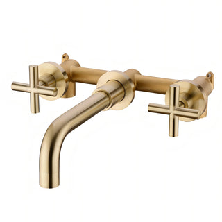 Turner - Modern Brass Double Handle Wall Mounted Basin Tap