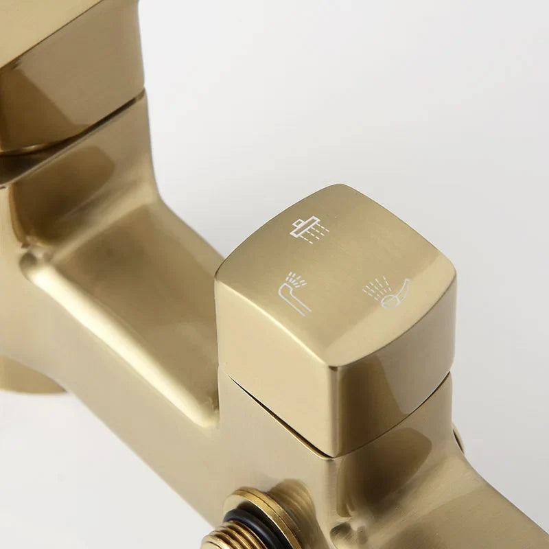 Benavides - Dual Handle Rain Shower Set with Wall Mounted Water Mixer