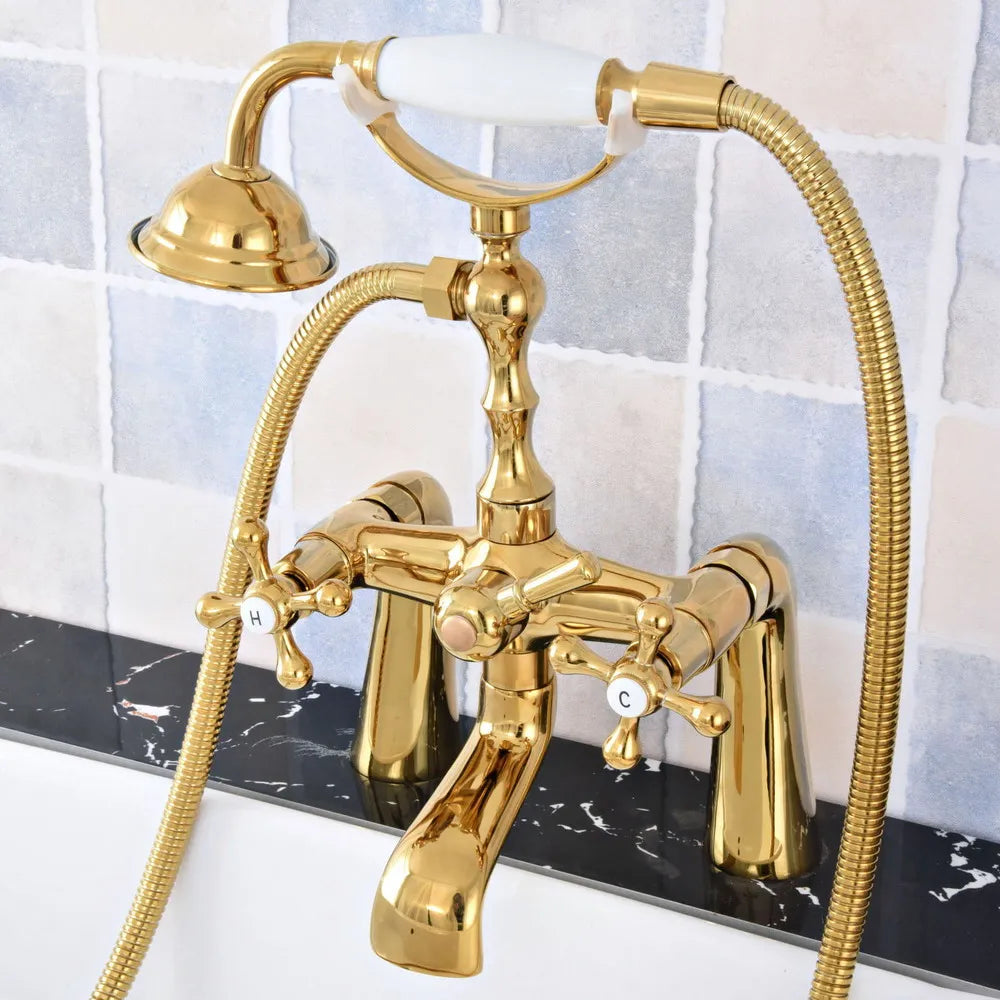Elaina - Vintage Brass Bathtub Shower Tap Set