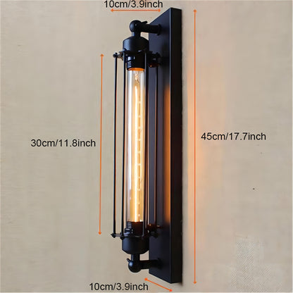 Alfonso - Vintage Black Rustic Wall Light With Filament Bulb