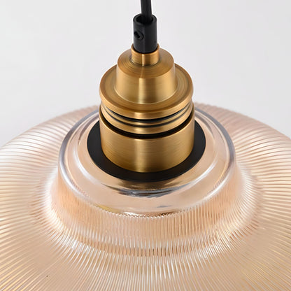 Jakai - American Vintage Stripe Patterned Glass Round Pendant Ceiling Light