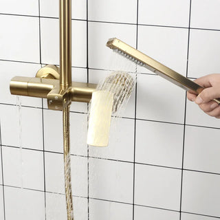 Benavides - Dual Handle Rain Shower Set with Wall Mounted Water Mixer