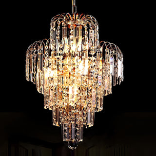 Gustavo - Crystal Shaped Glass Multi-Tier Round Ceiling Light Chandelier