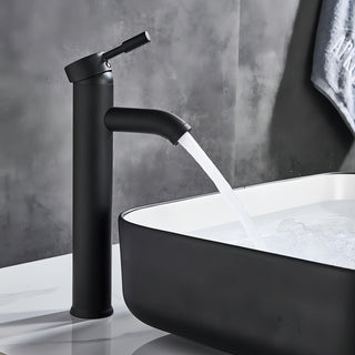 Siljia - Modern Straight Hot/Cold Mixer Basin Tap Matte Black / Tall