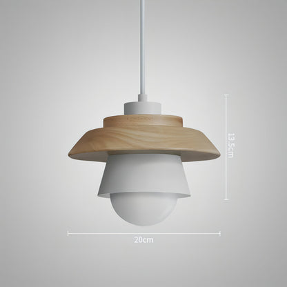 Reign - Nordic Wood Hanging Round Coloured Shade Pendant Ceiling Light