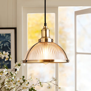 Julio - Patterned Glass Round Dome Vintage Hanging Pendant Ceiling Light