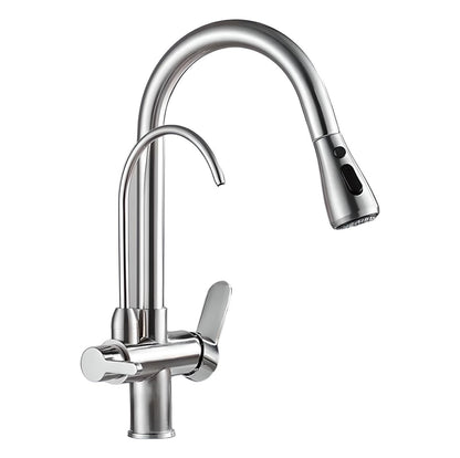 Redman - Solid Brass Pull Out Crane Deck Mounted Single Lever Kitchen Tap