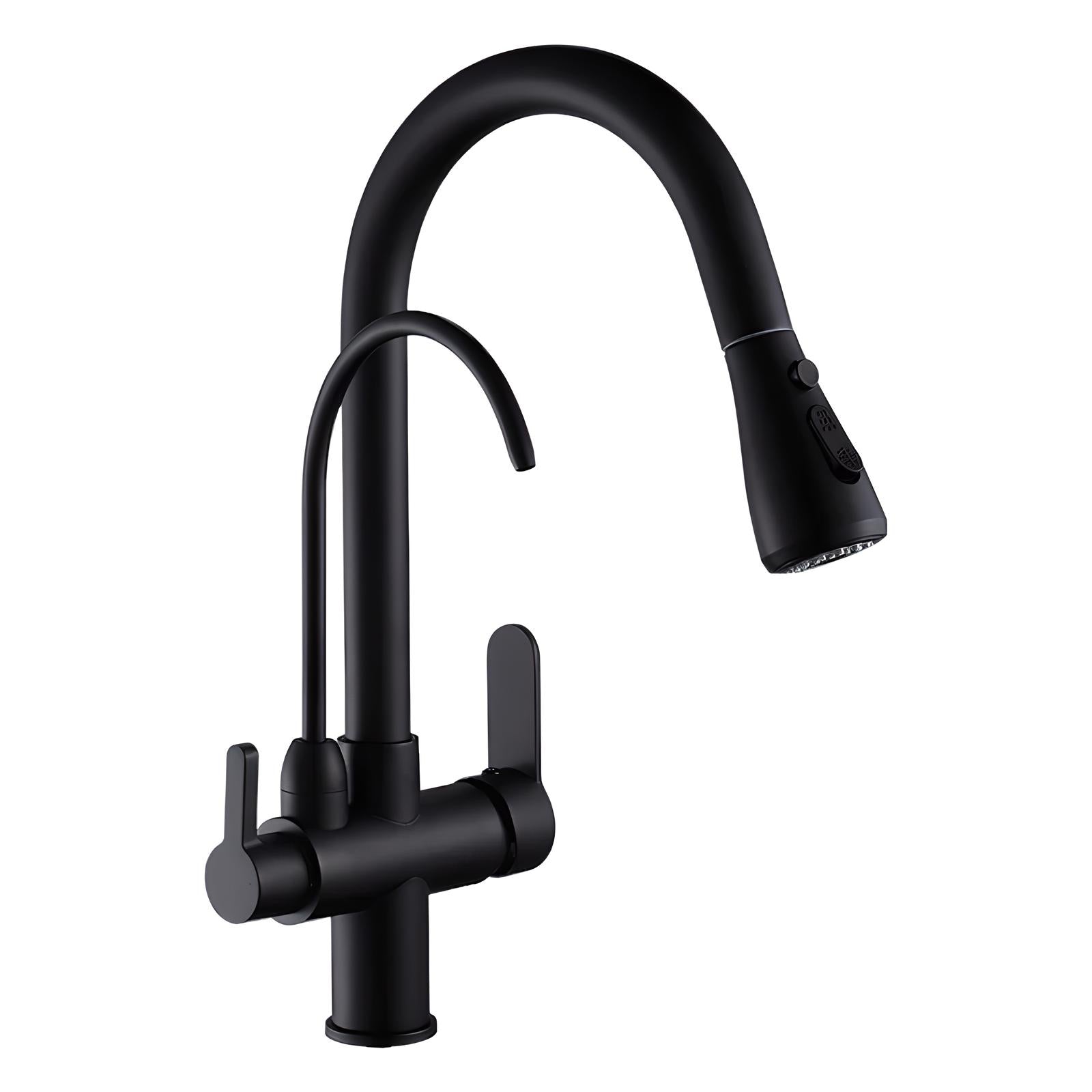 Redman - Solid Brass Pull Out Crane Deck Mounted Single Lever Kitchen Tap