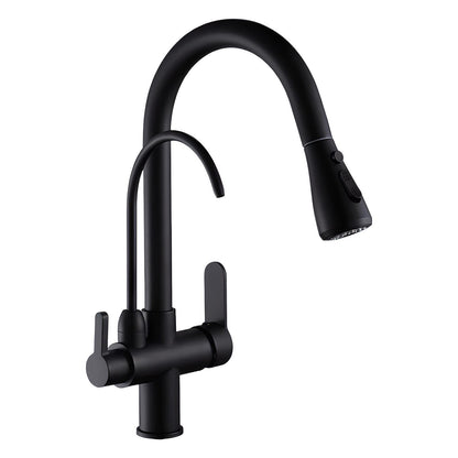 Redman - Solid Brass Pull Out Crane Deck Mounted Single Lever Kitchen Tap