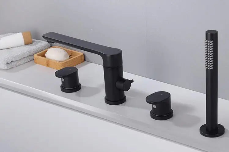 Verania - Modern 4 Piece Bathtub Tap Set with Handheld Shower