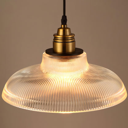 Jakai - American Vintage Stripe Patterned Glass Round Pendant Ceiling Light