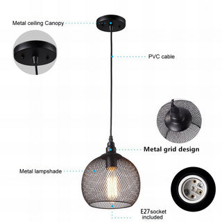 Cullen - Vintage Industrial Wire Cage Ceiling Pendant Light