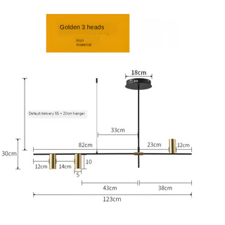 Zain - Modern Multi Light Cross Bar Gold Ceiling Light Chandelier