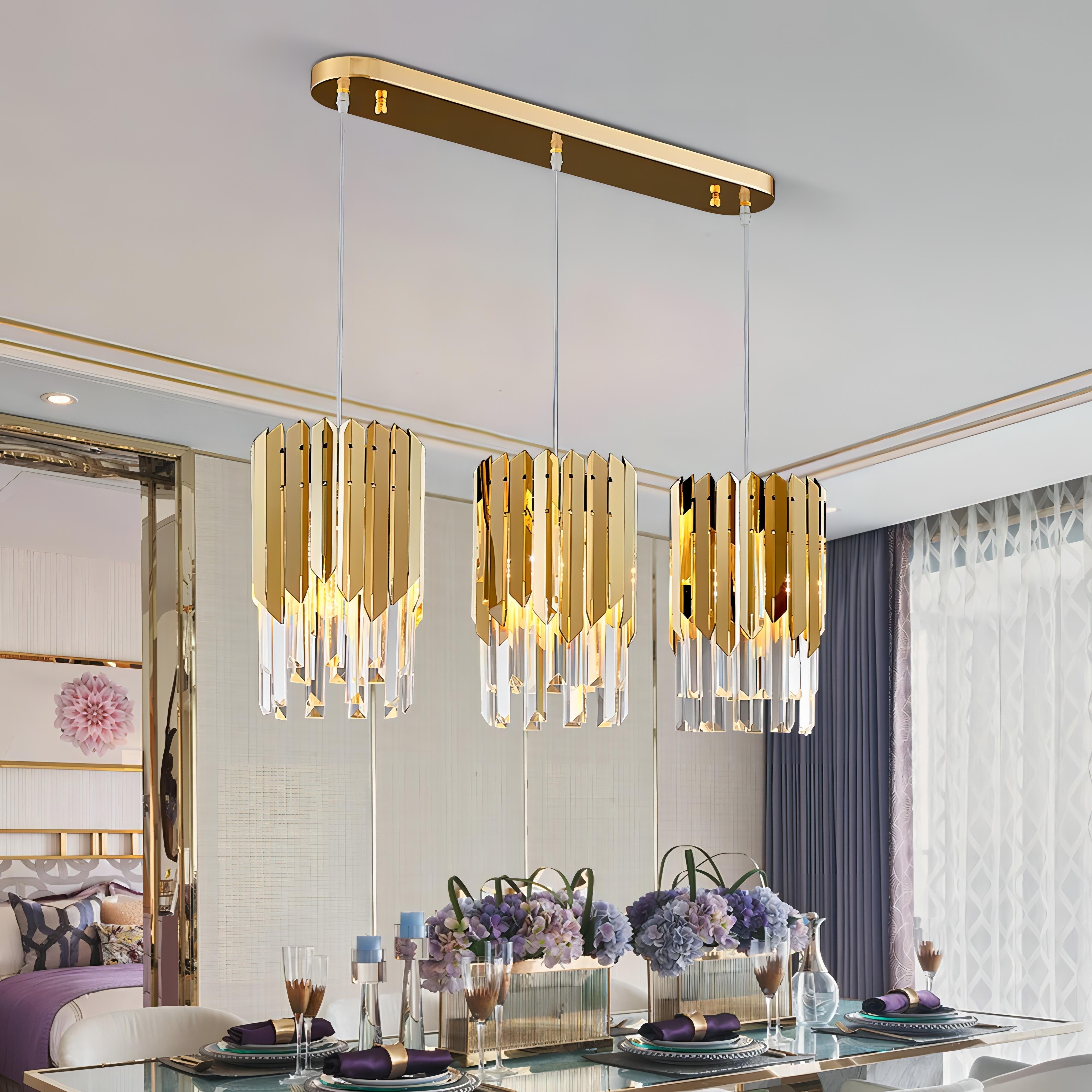 Coleson - Round Gold Crystal Hanging Ceiling Chandelier