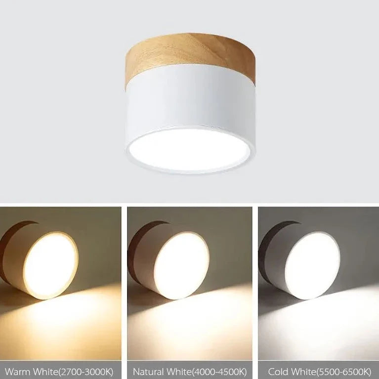 Alante - Nordic Wood Style Surface Mounted Round Ceiling Downlight