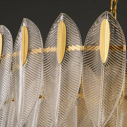Underwood - Patterned Glass Tiered Feather Ceiling Chandelier