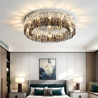 Ander - Silver Round Coloured Hanging Glass Recessed Ceiling Light Chandelier