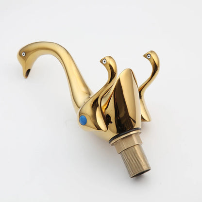 Sierra - Elegant Gold Swan Neck Bathroom Tap with Dual Handles