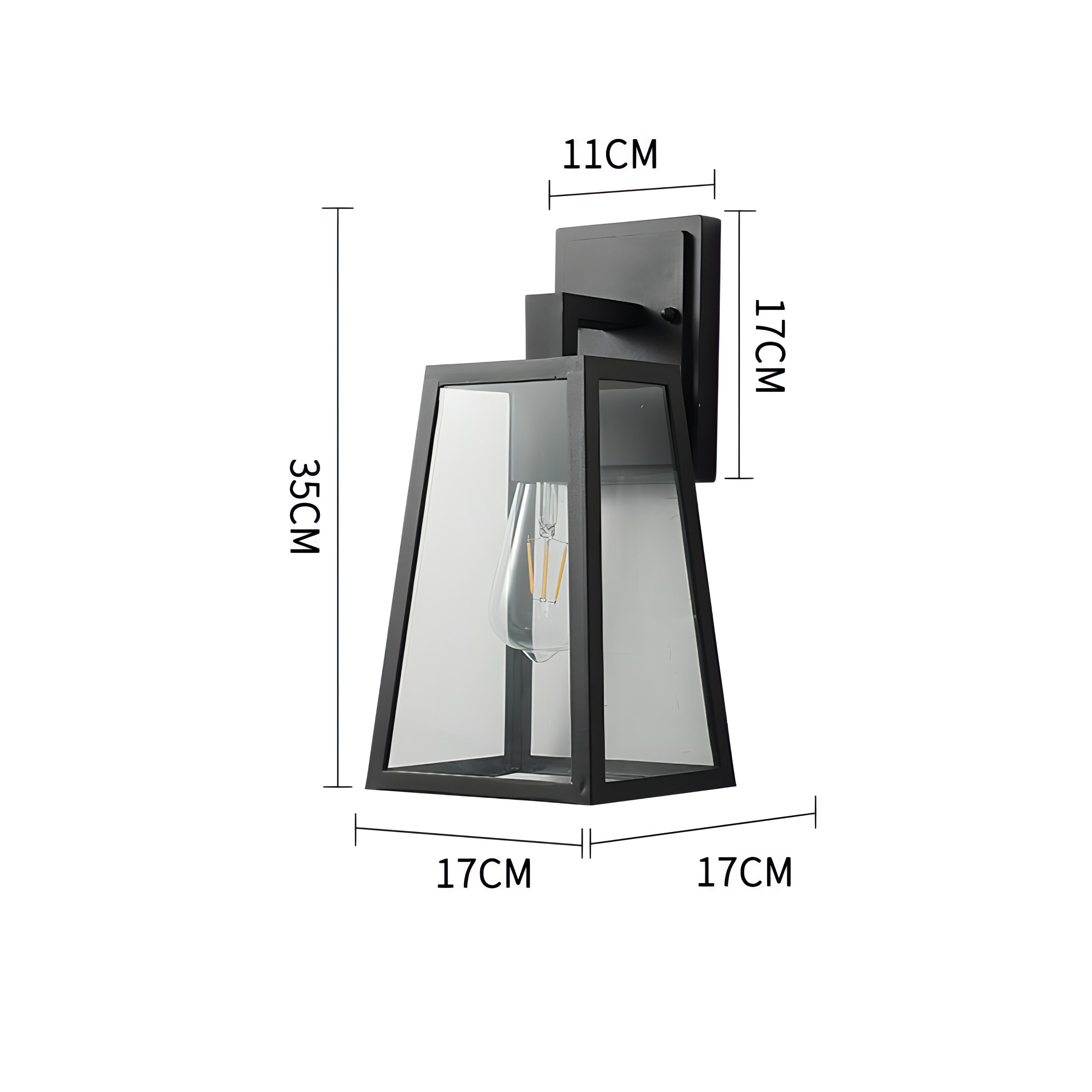 Belar - Glass Black Caged Bulb Outdoor Wall Light