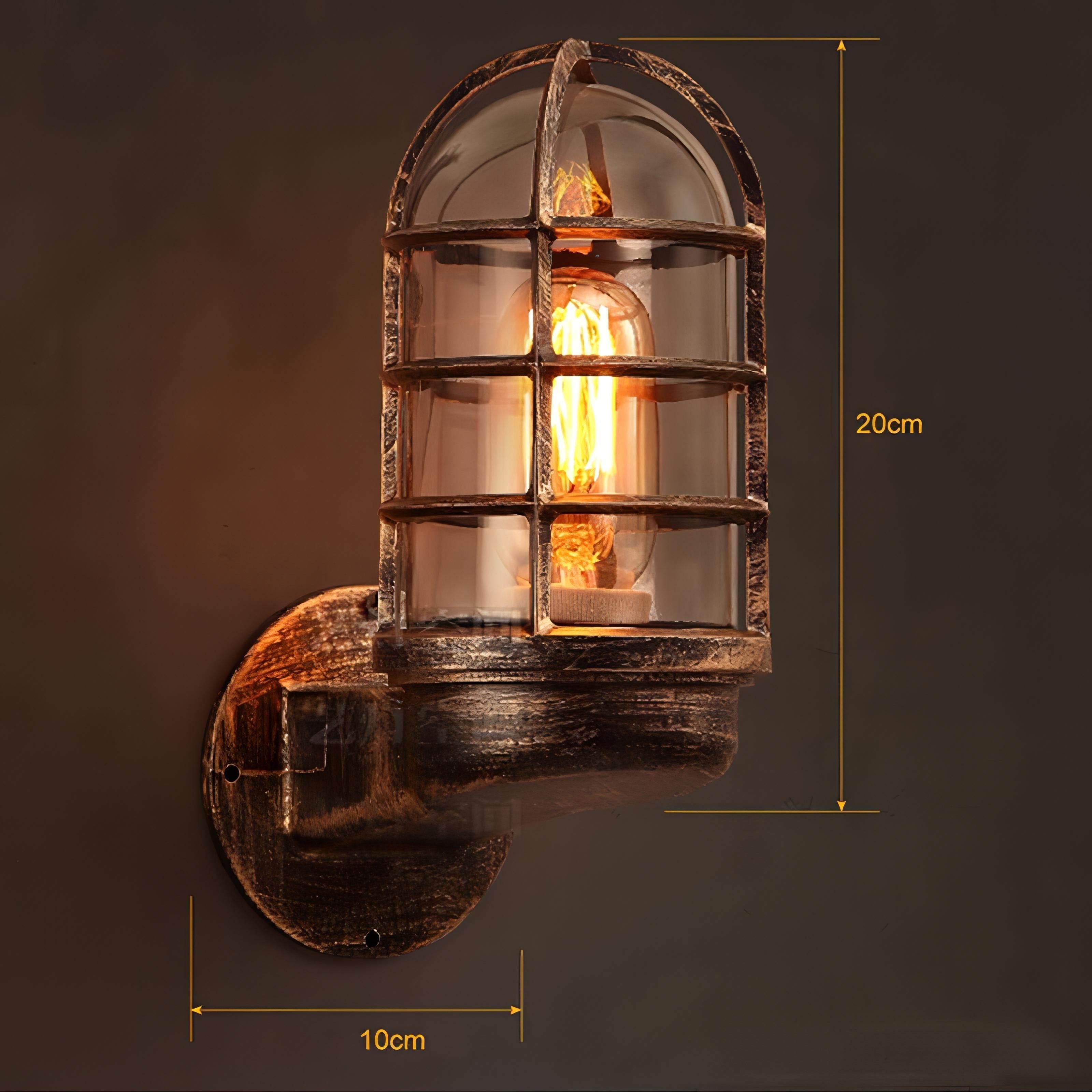 Rocky - Vintage Industrial Cage Wall Light