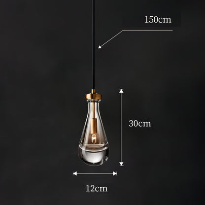 Castiel - Teardrop Black Cord Hanging Glass Pendant Ceiling Light