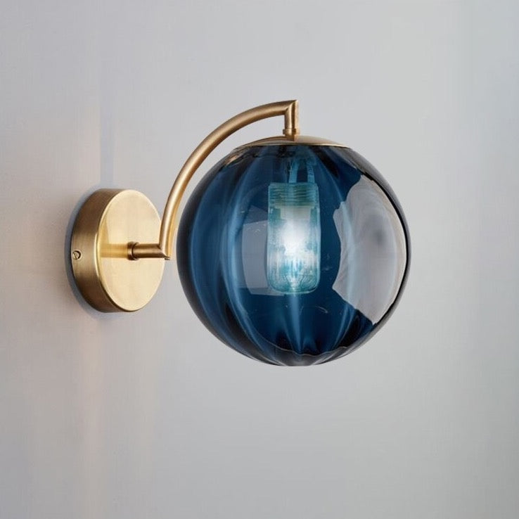 Bahadur - Glass Coloured Ball Shade Gold Wall Light