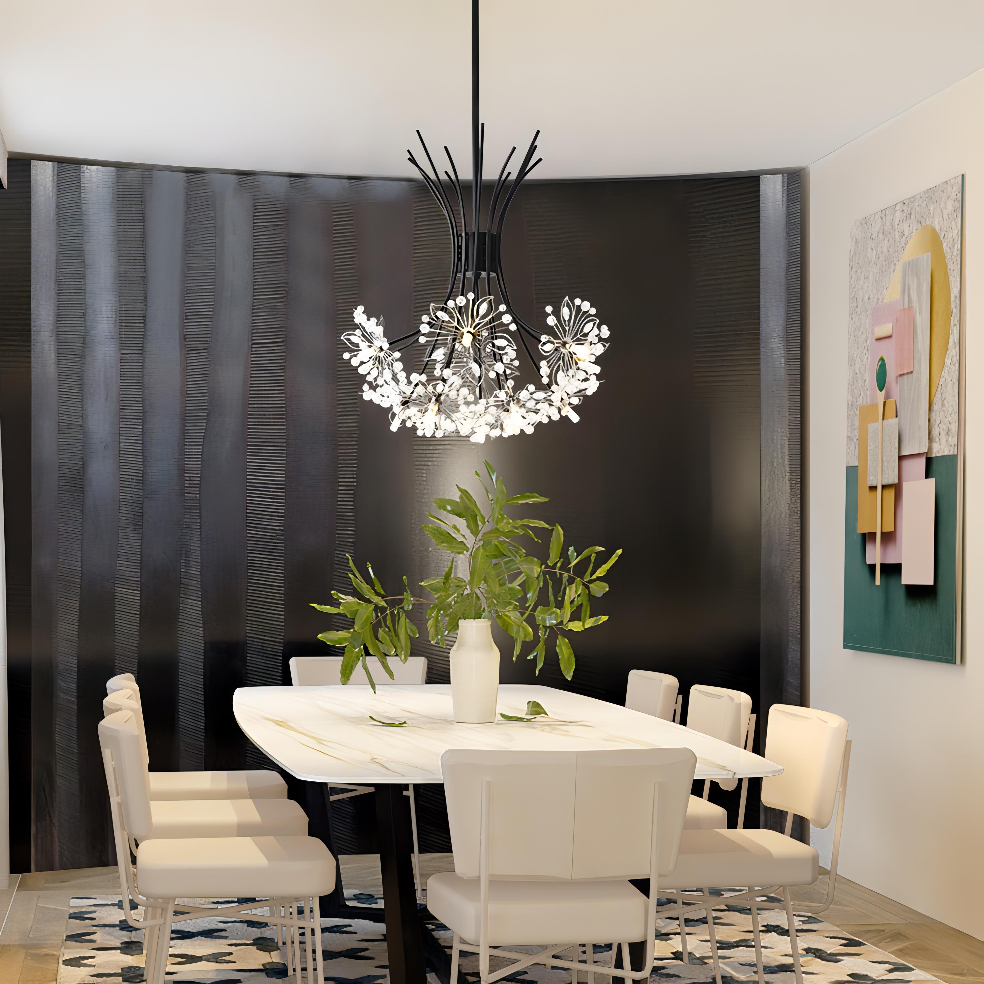 Liva - Hanging Curved Arm Crystal Tree Ceiling Chandelier