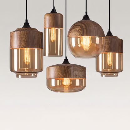 Keanu - Painted Wood Hanging Glass Ceiling Light