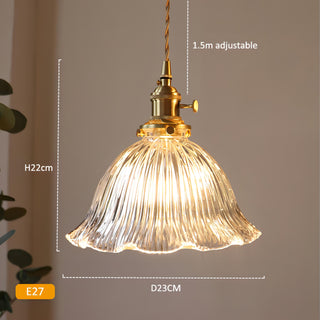 Misael - Coloured Patterned Glass Hanging Pendant Ceiling Light