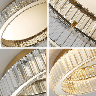 Mac - Crystal Glass Round Modern Semi-Flush Ceiling Light Chandelier