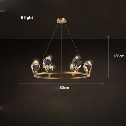 Cesar - Round Gold Crystal Glass Modern Ceiling Light Chandelier