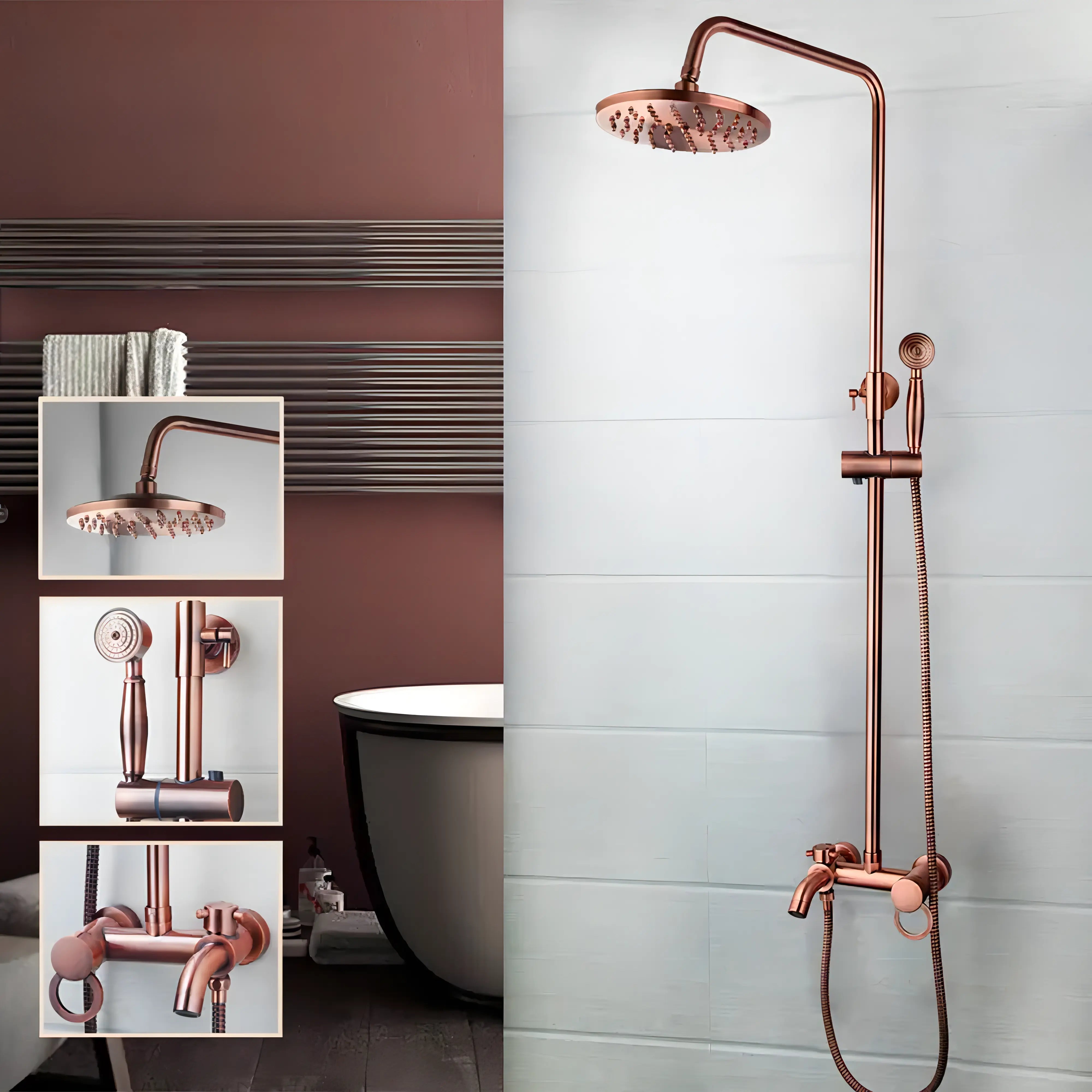 Sylas - Modern/Vintage Copper Wall Mounted Shower Set Single Handle