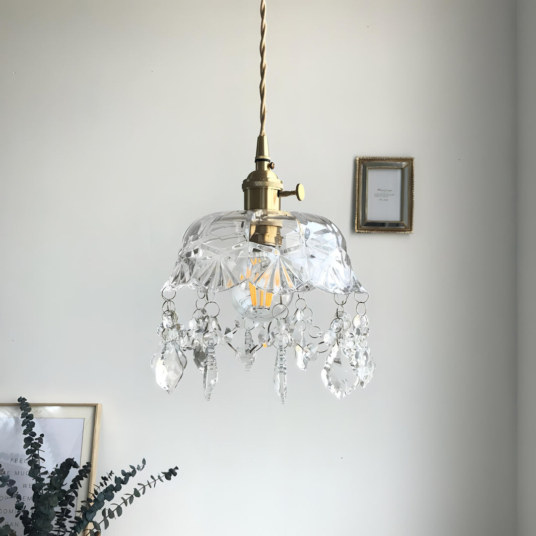 Ermias - Hanging Crystal Glass Transparent Pendant Ceiling Light