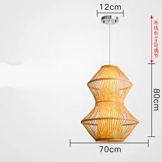 Madyson - Bamboo and Wooden Hand-Knitted Pendant Ceiling Light