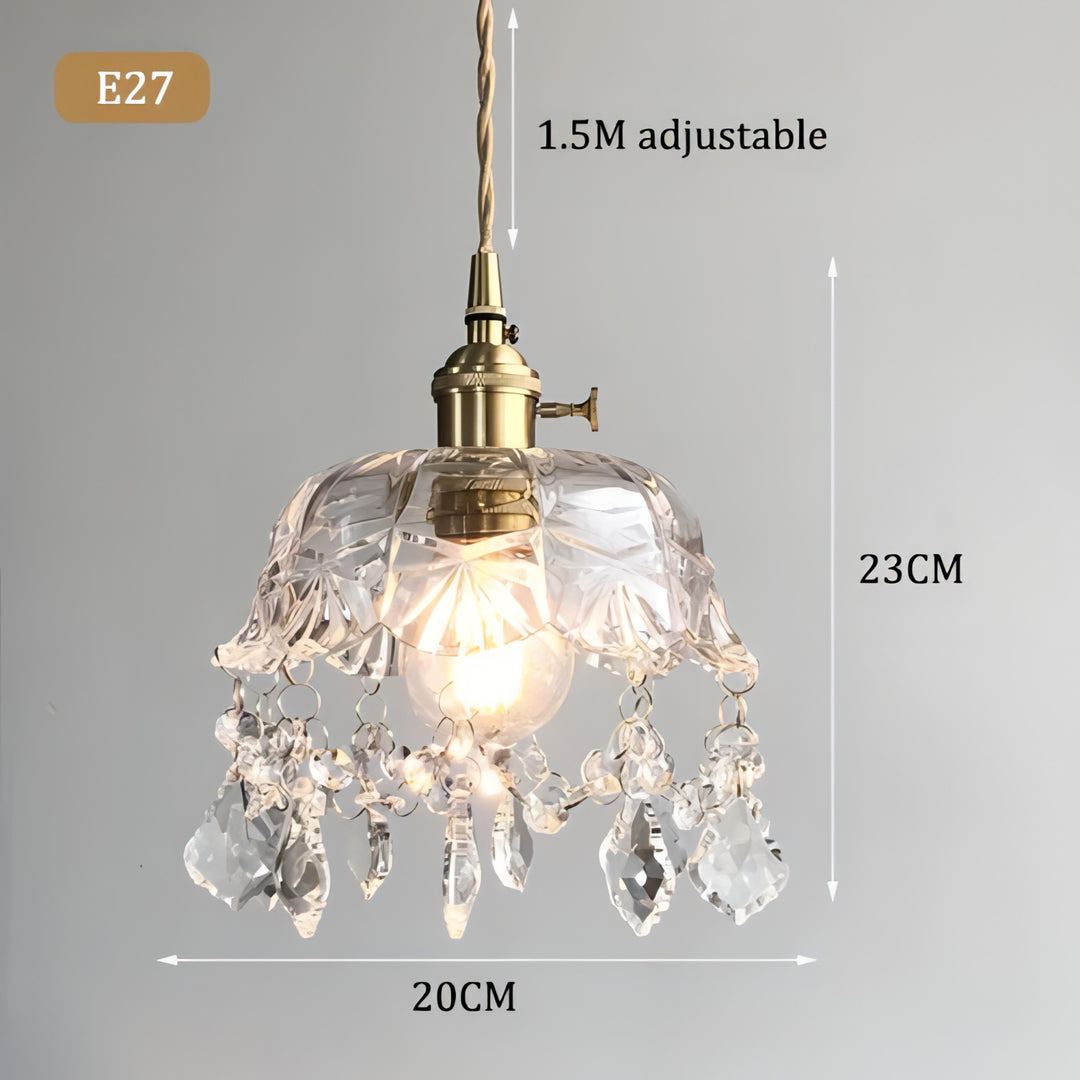 Ermias - Hanging Crystal Glass Transparent Pendant Ceiling Light