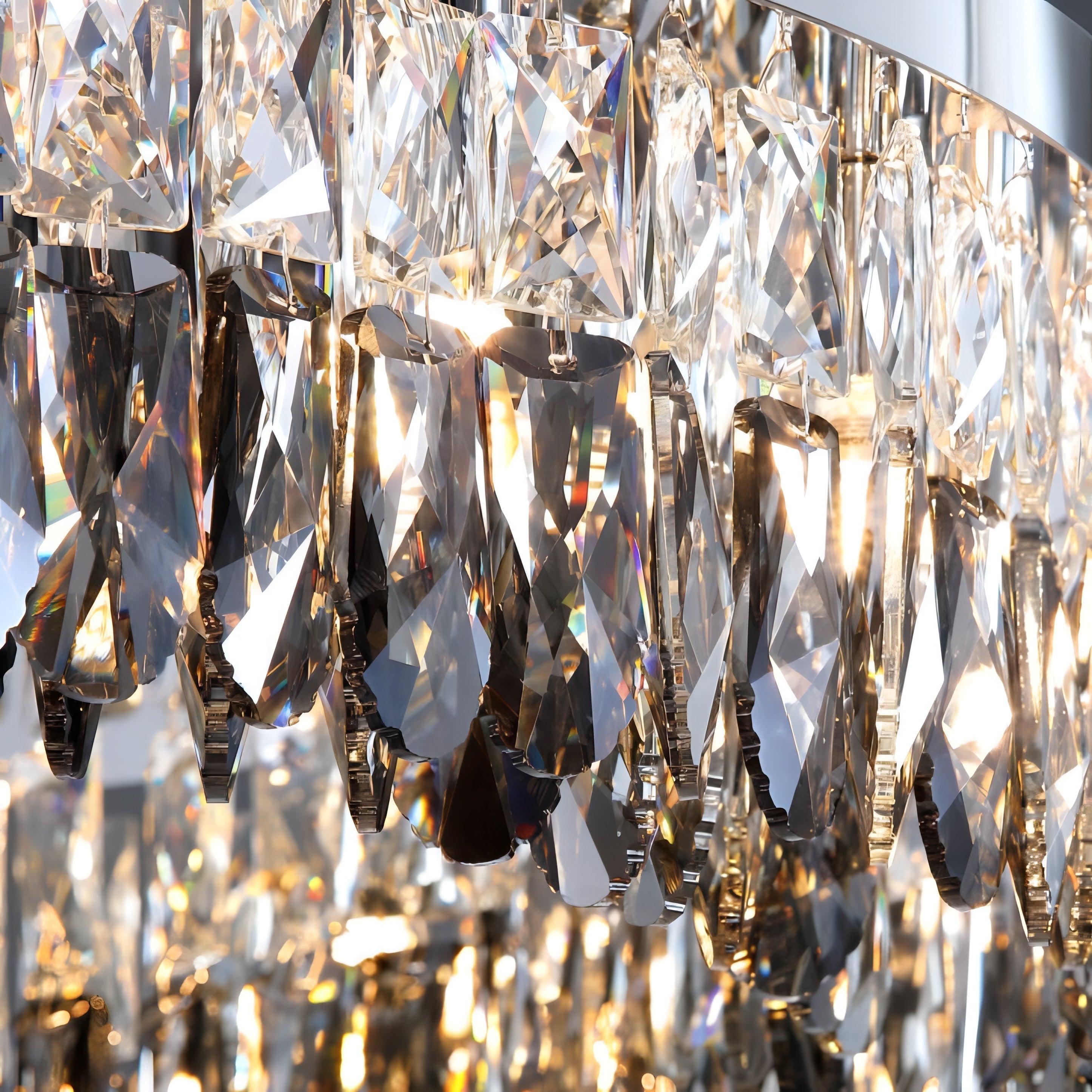 Ander - Silver Round Coloured Hanging Glass Recessed Ceiling Light Chandelier